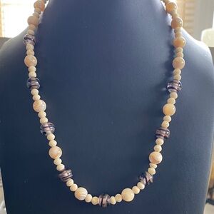 Vintage Art Glass,Boneand Mother of Pearl Beaded Necklace